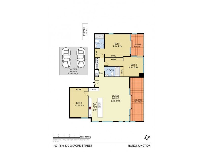 1001/310-330 Oxford Street, Bondi Junction NSW 2022 Floorplan