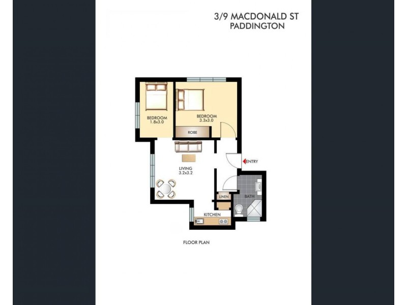 3/9 Macdonald Street, Paddington NSW 2021 Floorplan