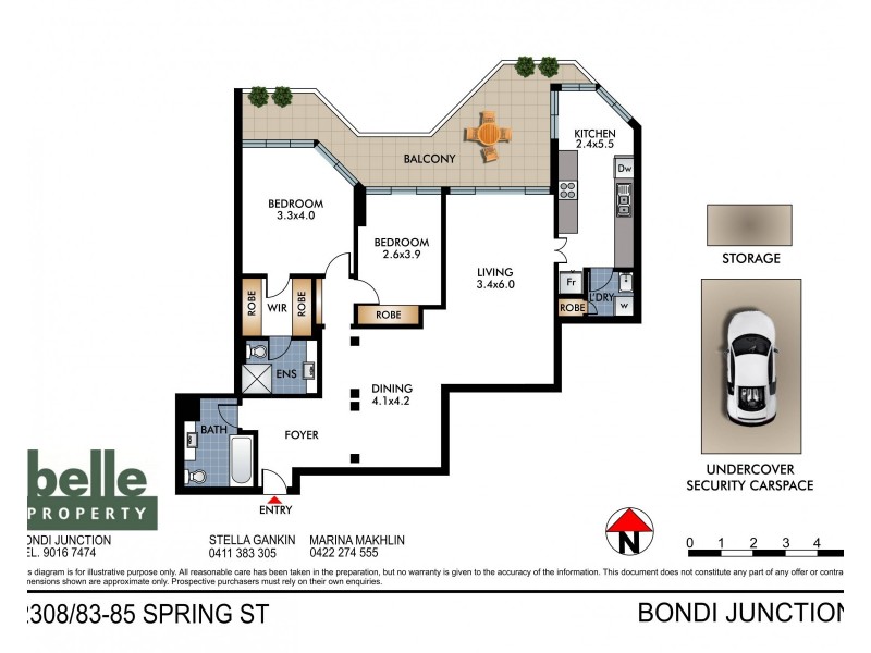 2308/83-85 Spring Street, Bondi Junction NSW 2022 Floorplan