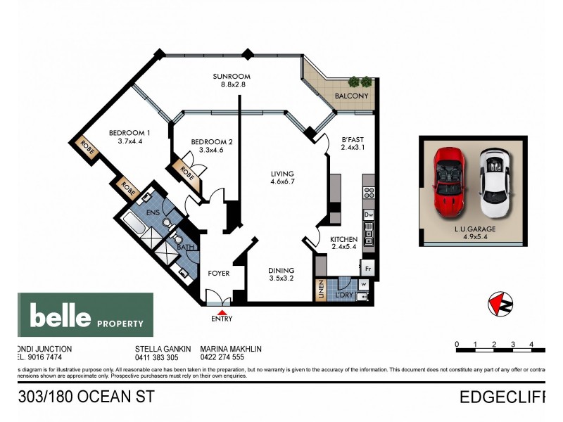 1303/180 Ocean Street, Edgecliff NSW 2027 Floorplan