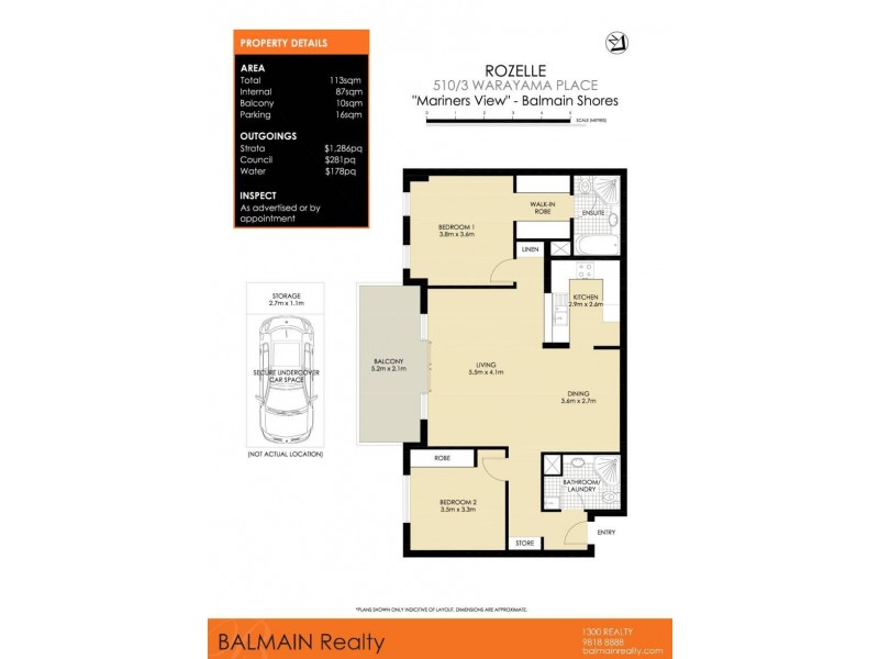 510/3 Warayama Place, Rozelle NSW 2039 Floorplan