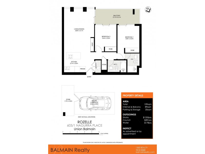 603/1 Nagurra Place, Rozelle NSW 2039 Floorplan