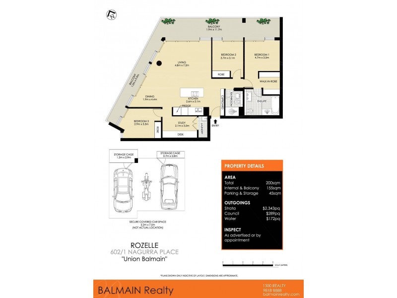 602/1 Nagurra Place, Rozelle NSW 2039 Floorplan
