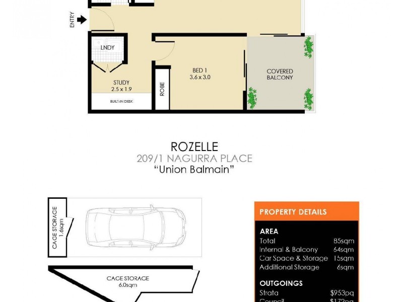 209/1 Nagurra Place, Rozelle NSW 2039 Floorplan