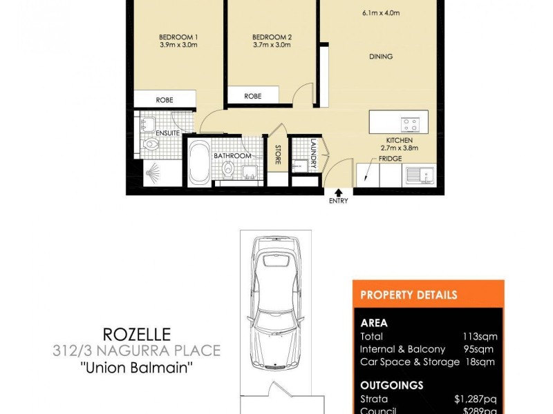 312/3 Nagurra Place, Rozelle NSW 2039 Floorplan