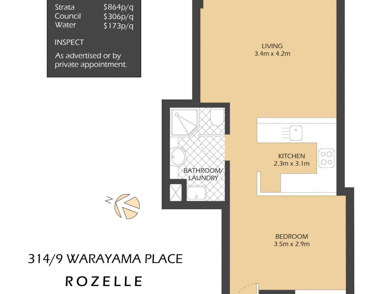 314/9 Warayama Place, Rozelle NSW 2039 Floorplan