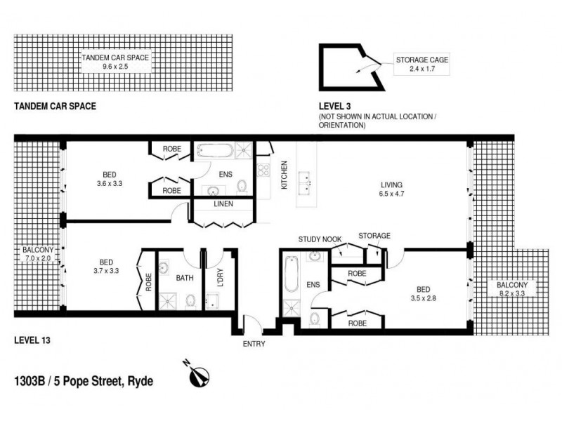 1303B/5 Pope Street, Ryde NSW 2112 Floorplan