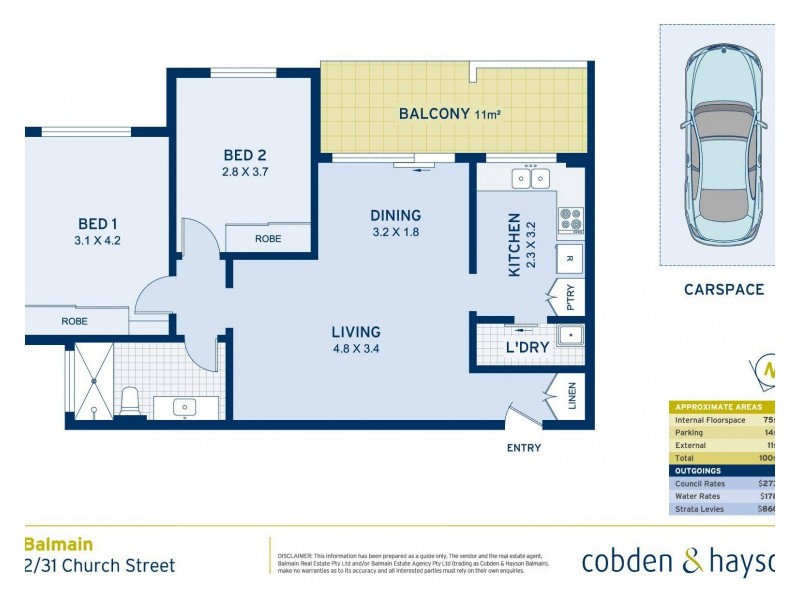 2/31 Church Street, Birchgrove NSW 2041 Floorplan