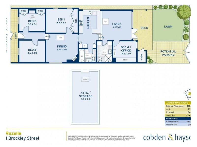 1 Brockley Street, Rozelle NSW 2039 Floorplan