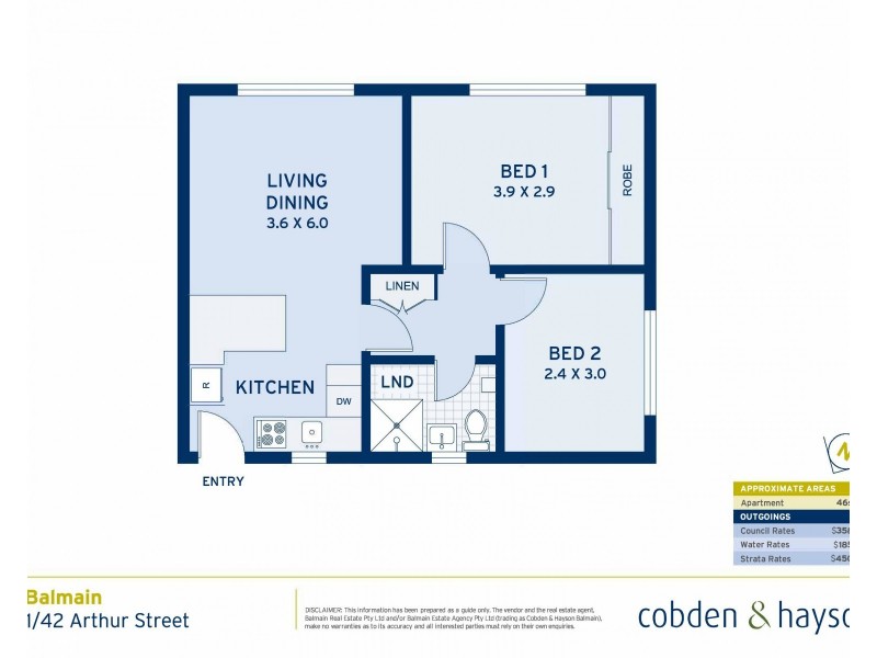 1/42 Arthur Street, Balmain NSW 2041 Floorplan