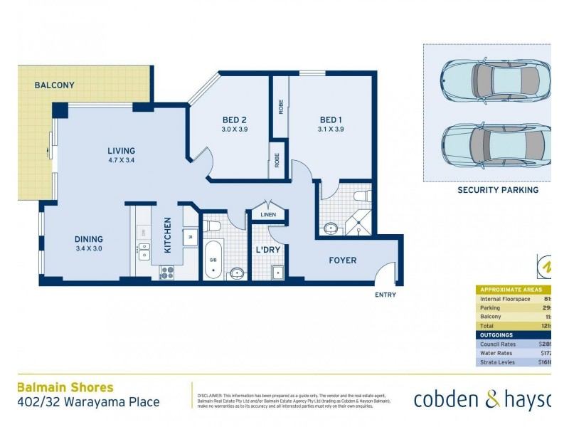 402/32 Warayama Place, Rozelle NSW 2039 Floorplan
