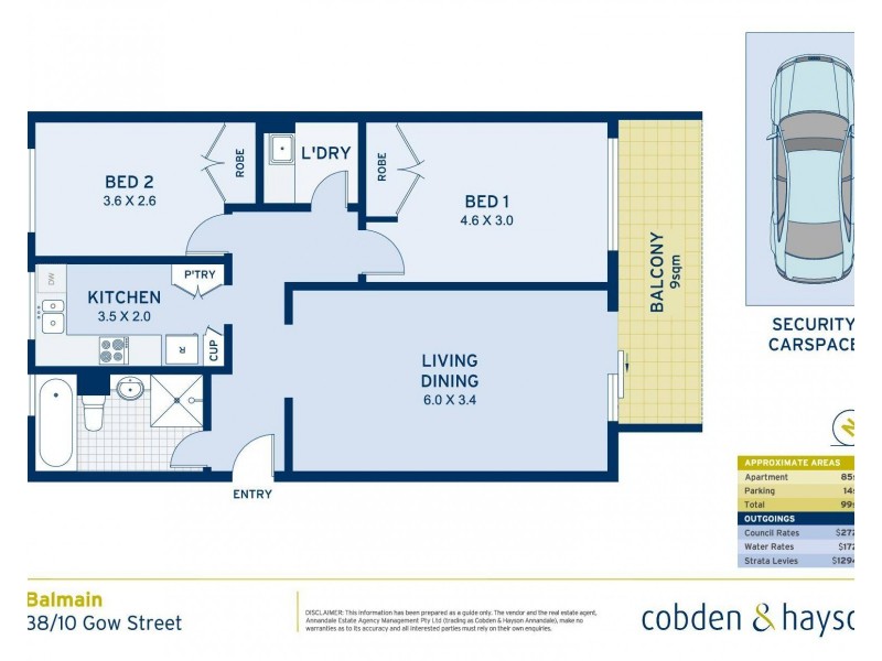 38/10 Gow Street, Balmain NSW 2041 Floorplan