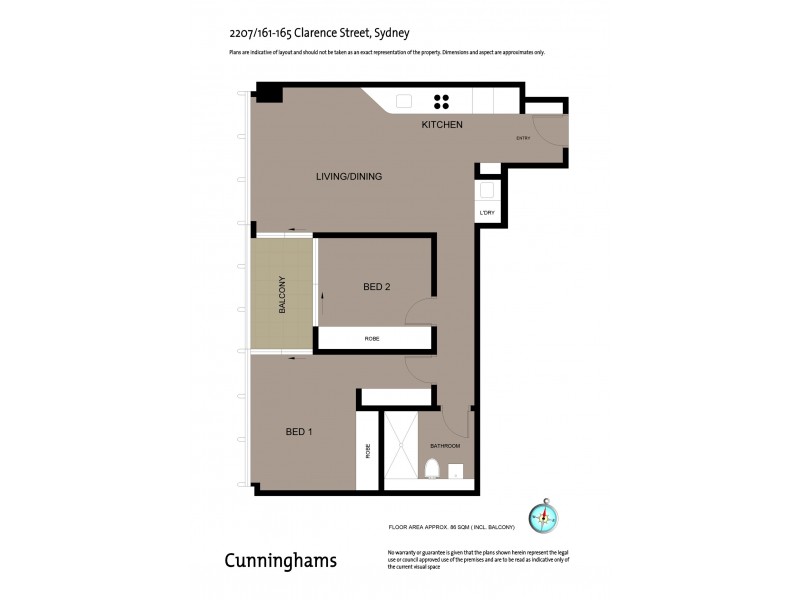 2207/161-165 Clarence Street, Sydney NSW 2000 Floorplan