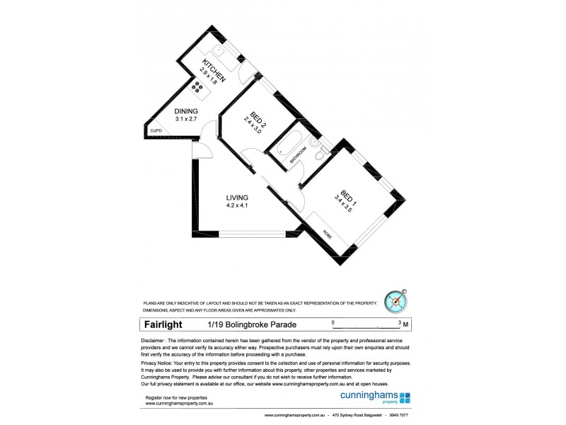1/19 Bolingbroke Parade, Fairlight NSW 2094 Floorplan
