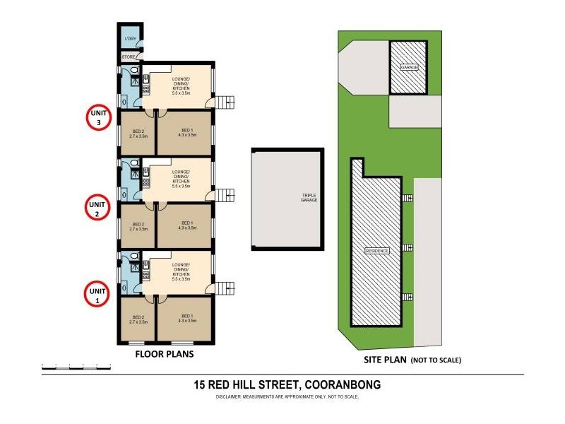 3 FLATS 15 Red Hill Street, Cooranbong NSW 2265 Floorplan