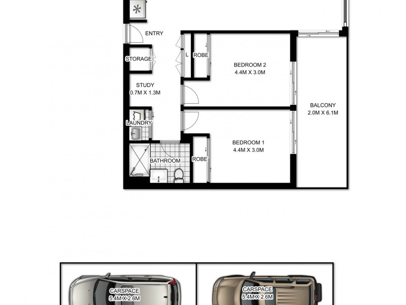 2107/53 Wilson Street, Botany NSW 2019 Floorplan