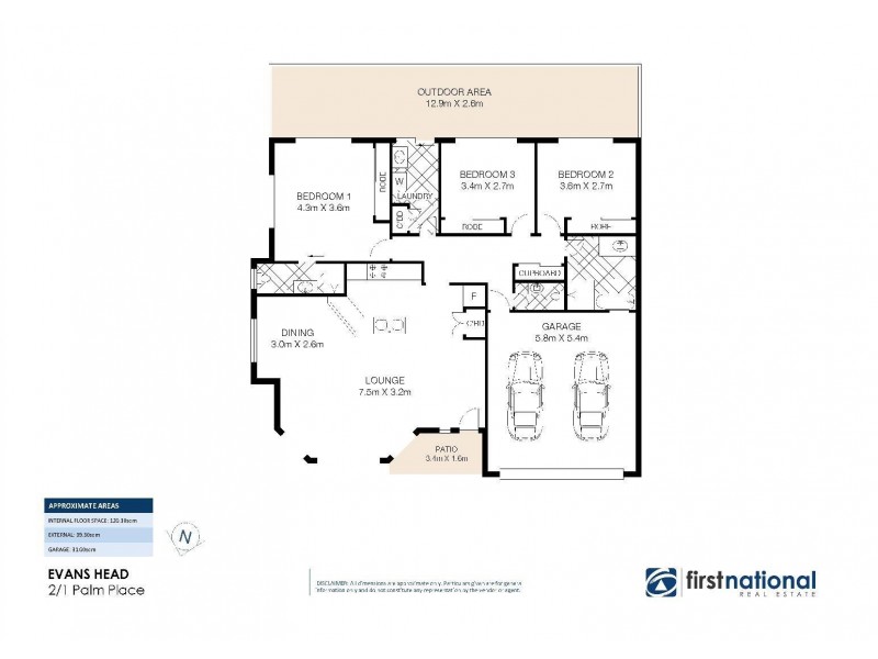 2/1 Palm Place, Evans Head NSW 2473 Floorplan