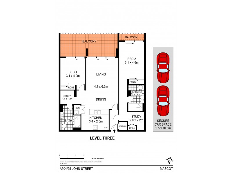 A304/25 John Street, Mascot NSW 2020 Floorplan