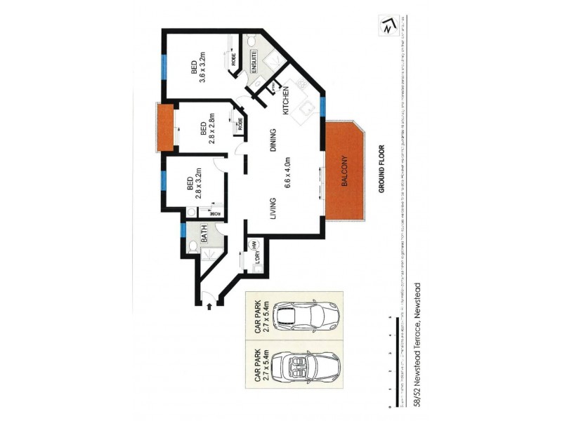 58/52 Newstead Terrace, Newstead QLD 4006 Floorplan