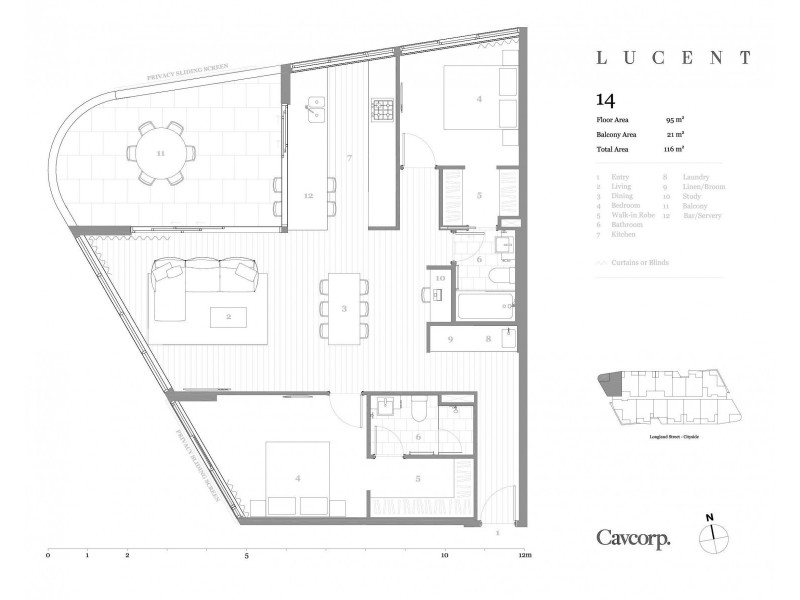 414/18 Longland Street, Newstead QLD 4006 Floorplan