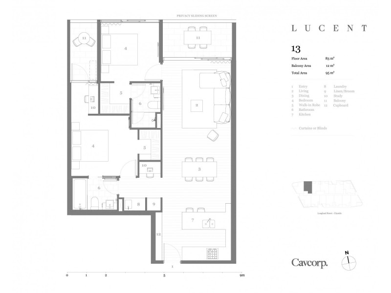 813/18  Longland Street, Newstead QLD 4006 Floorplan