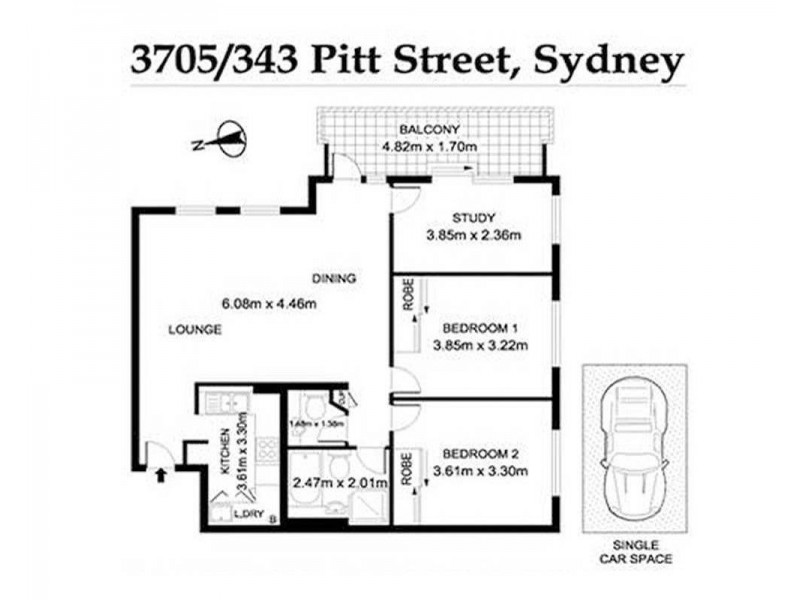 3705/343 Pitt Street, Sydney NSW 2000 Floorplan