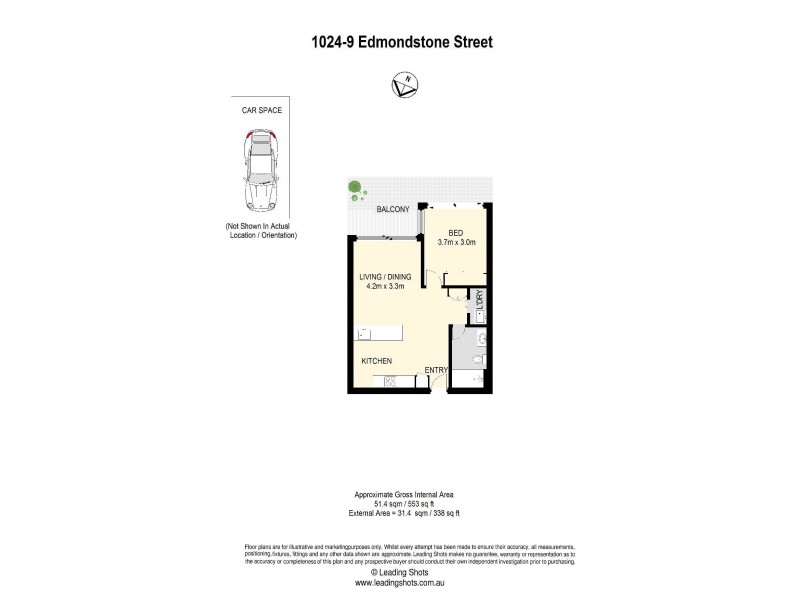 1024/9 Edmondstone Street, South Brisbane QLD 4101 Floorplan