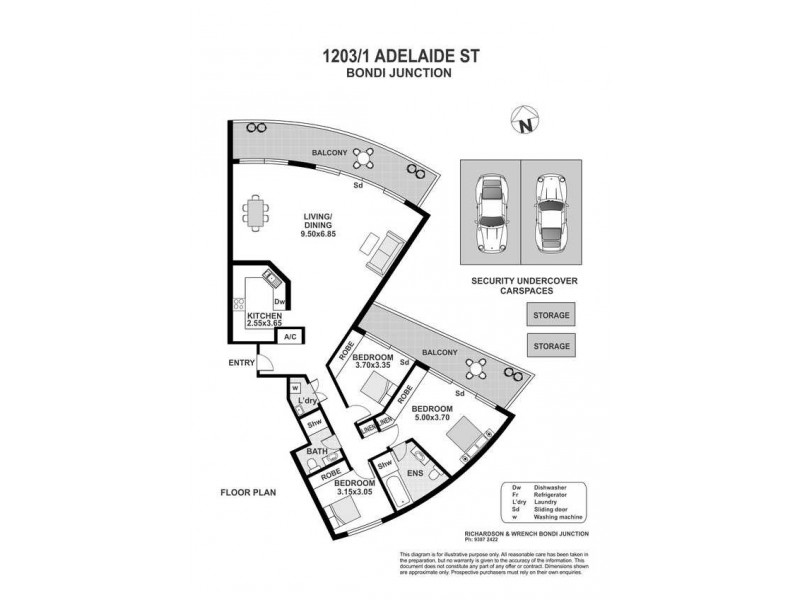 1203/1 Adelaide Street, Bondi Junction NSW 2022 Floorplan
