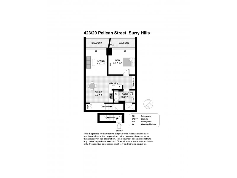 423/20 Pelican Street, Surry Hills NSW 2010 Floorplan