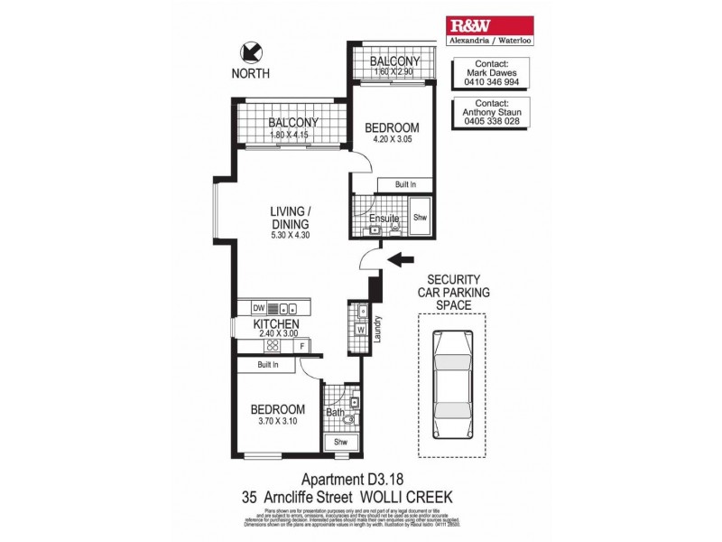 D318/35 Arncliffe Street, Wolli Creek NSW 2205 Floorplan