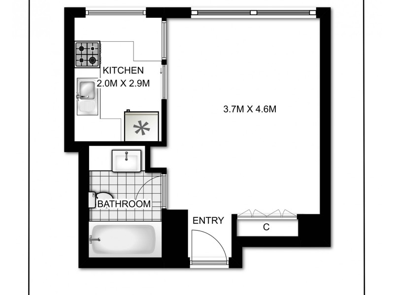 293/27 Park Street, Sydney NSW 2000 Floorplan