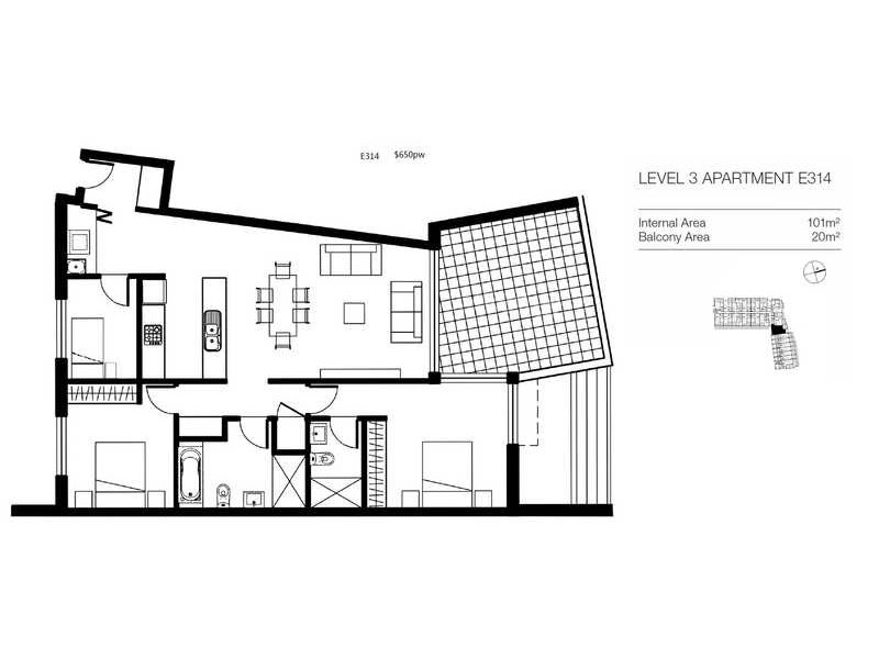 E314 /33 Wilson Street, Botany NSW 2019 Floorplan