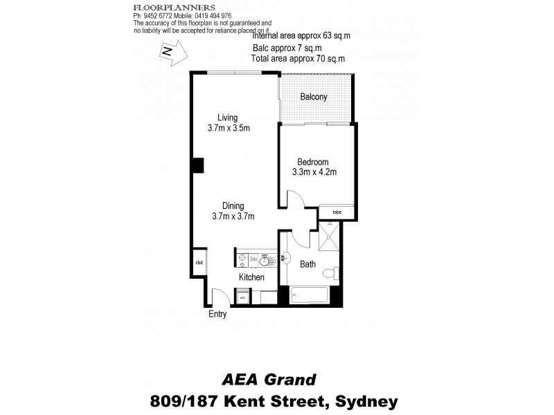 709/187 Kent Street, Sydney NSW 2000 Floorplan