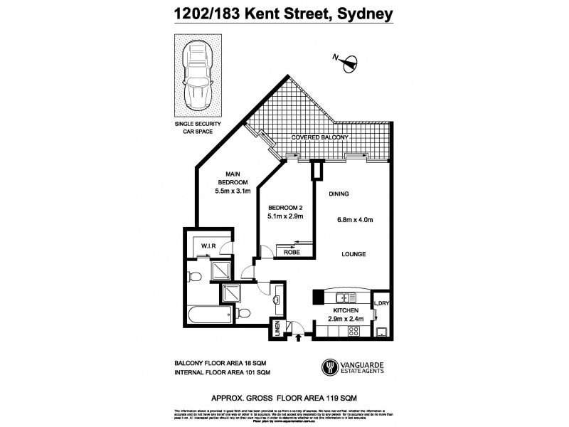 1202/183 Kent Street, Sydney NSW 2000 Floorplan