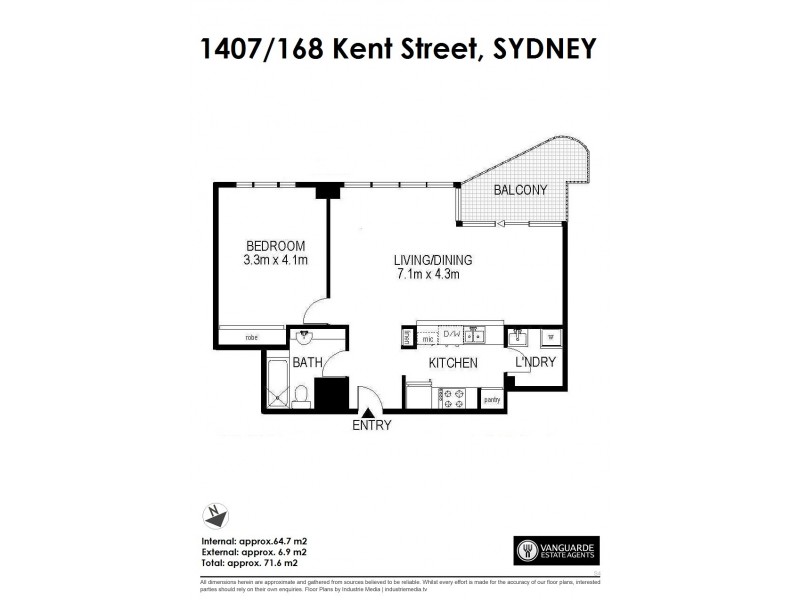 1407/168 Kent Street, Sydney NSW 2000 Floorplan