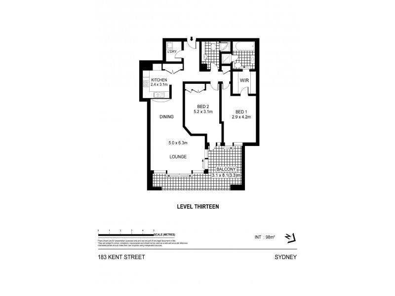 1611/183 Kent Street, Sydney NSW 2000 Floorplan