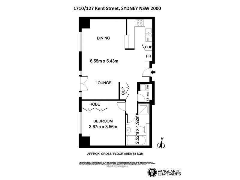 1710/127 Kent Street, Sydney NSW 2000 Floorplan