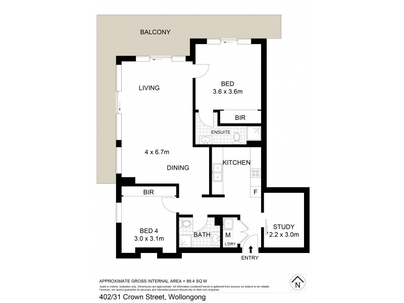 402/31 Crown Street, Wollongong NSW 2500 Floorplan