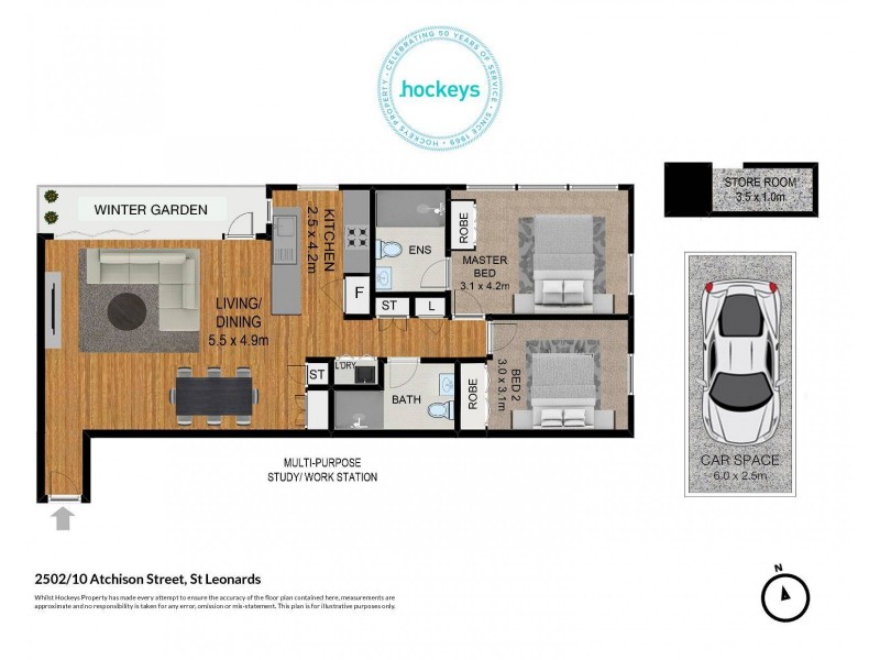 2502/10 Atchison Street, St Leonards NSW 2065 Floorplan