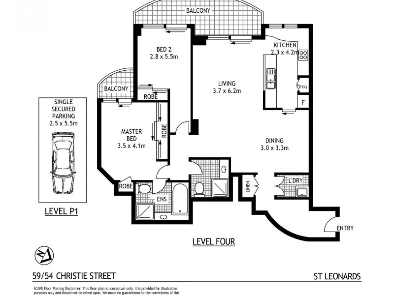 59/54 Christie Street, St Leonards NSW 2065 Floorplan