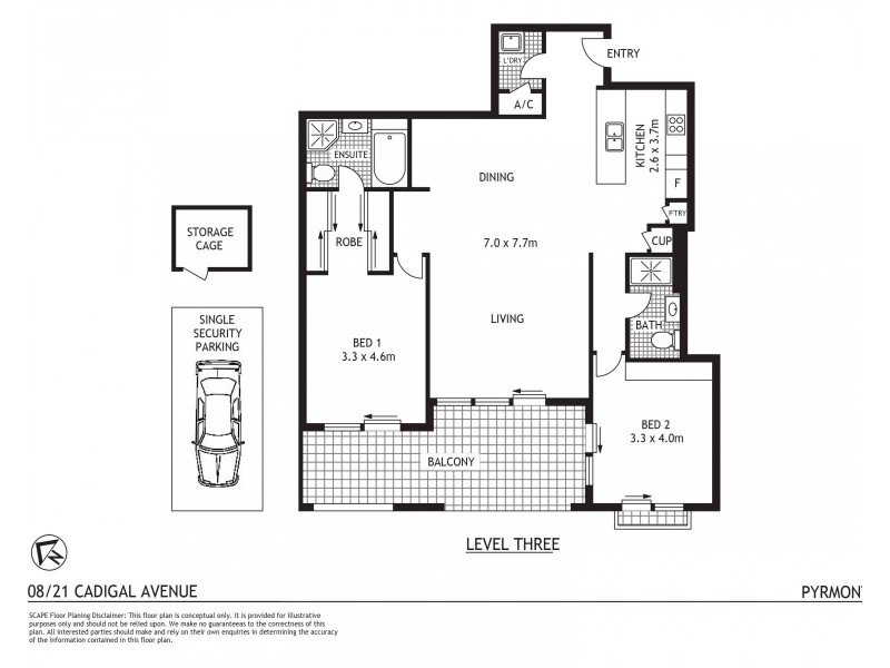 308/21 Cadigal Avenue, Pyrmont NSW 2009 Floorplan