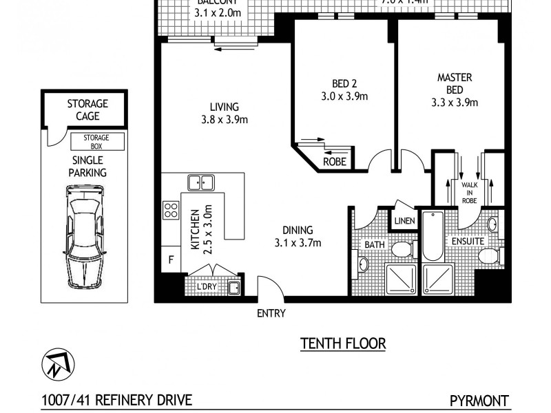 1007/41 Refinery Drive, Pyrmont NSW 2009 Floorplan