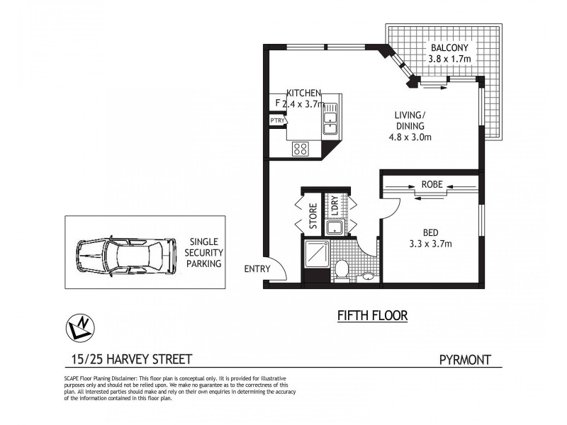 15/25 Harvey Street, Pyrmont NSW 2009 Floorplan