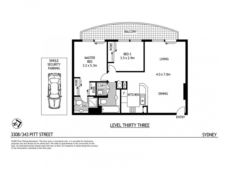 3308/343 Pitt Street, Sydney NSW 2000 Floorplan