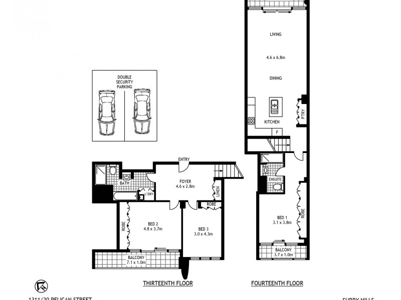 1311/20 Pelican Street, Surry Hills NSW 2010 Floorplan