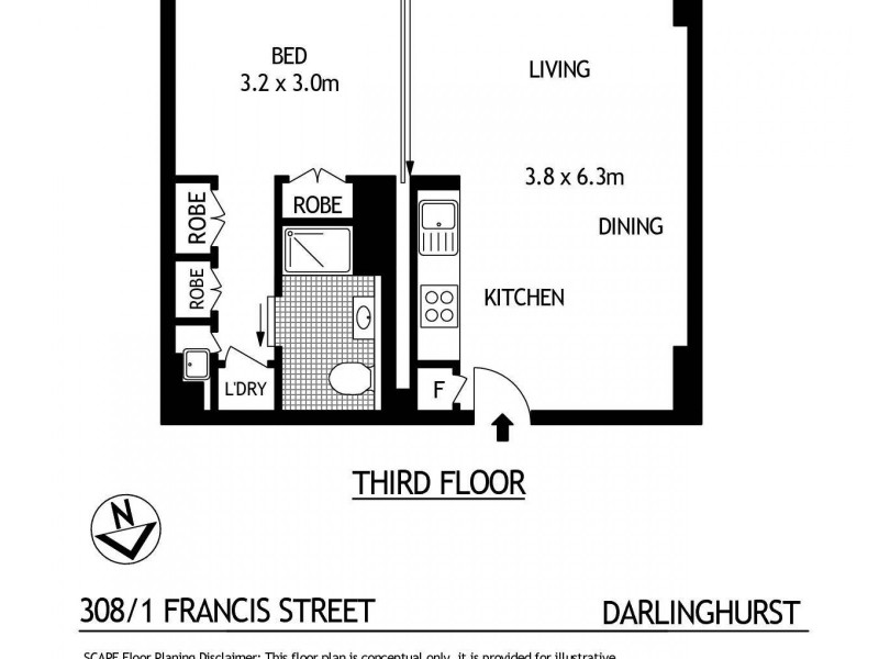 308/1 Francis Street, Darlinghurst NSW 2010 Floorplan