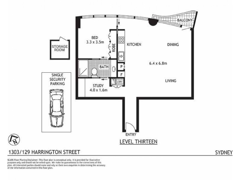 1303/129 Harrington Street, Sydney NSW 2000 Floorplan