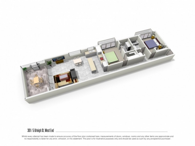 Unit 301/5 Orleigh Street, West End QLD 4101 Floorplan