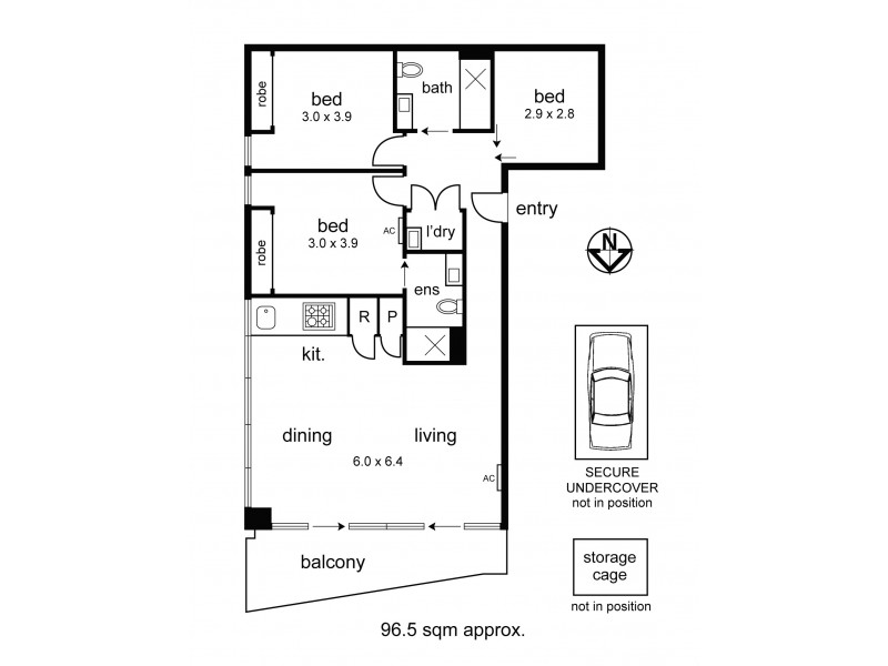 1405/18 Yarra St, South Yarra VIC 3141 Floorplan