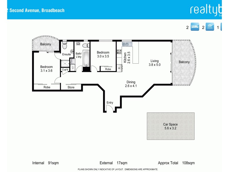 14/32 Second Avenue, Broadbeach QLD 4218 Floorplan